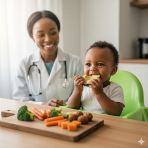 Niño comiendo vegetales